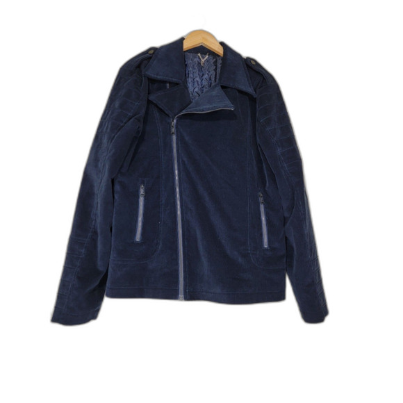 Moda Crise Slim Fit Men's Side Zip Lapel Navy Blazer Jacket - 54R - Picture 1 of 10